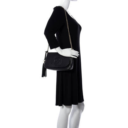 Gucci Pebbled Calfskin Medium Soho Flap Crossbody Black 2 of 10