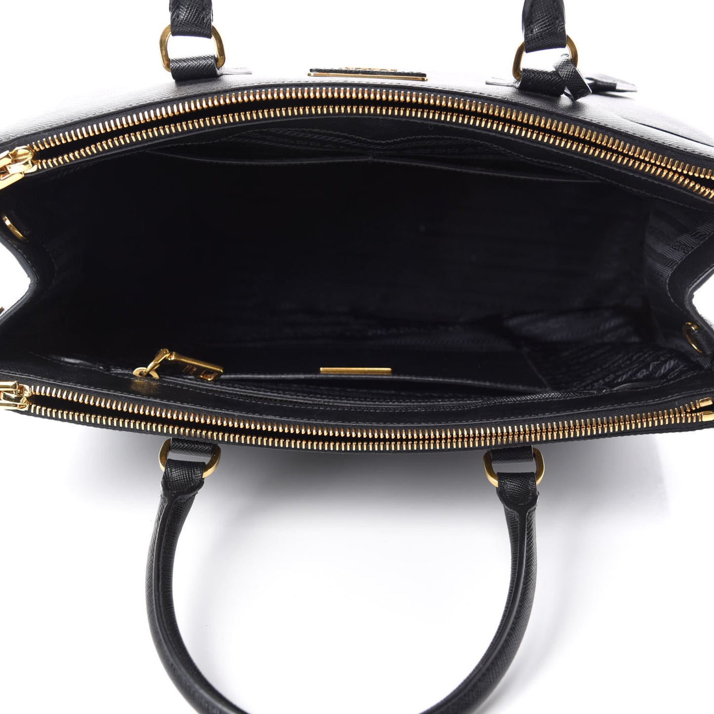 Saffiano Medium Galleria Double Zip Tote Black