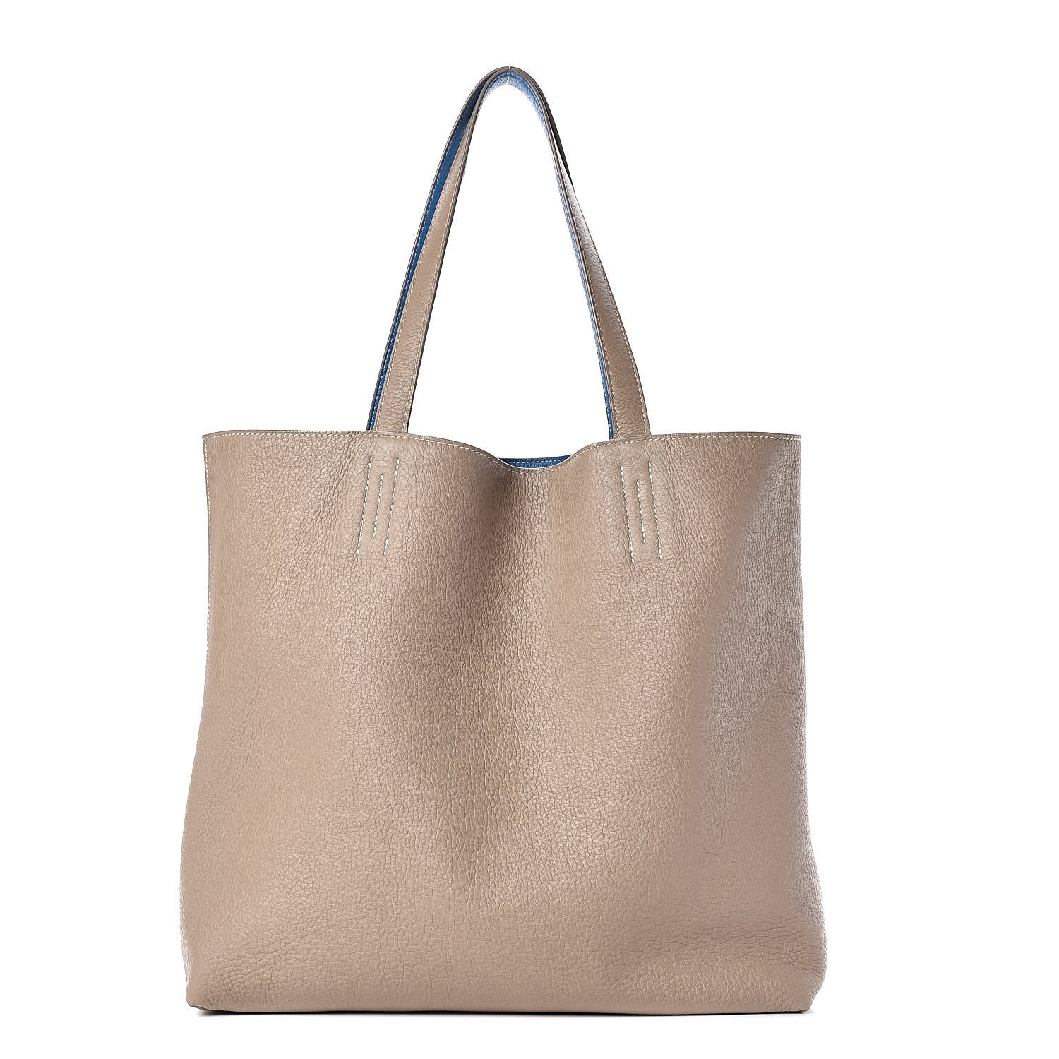 Hermes Taurillon Clemence Double Sens 36 Reversible Tote Mykonos Gris Tourterelle 1 of 21