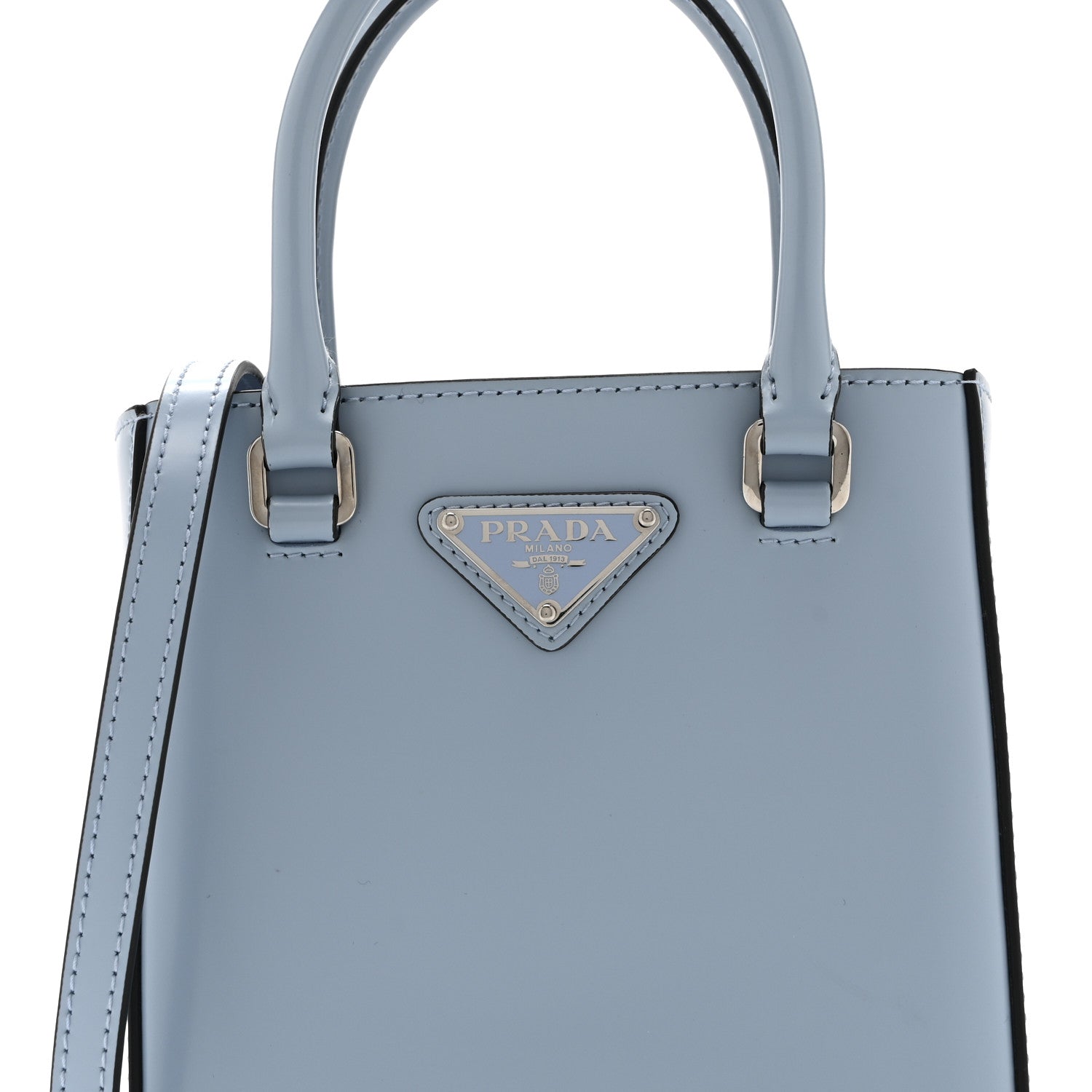 Prada Spazzolato Triangle Small Double Handle Crossbody Tote