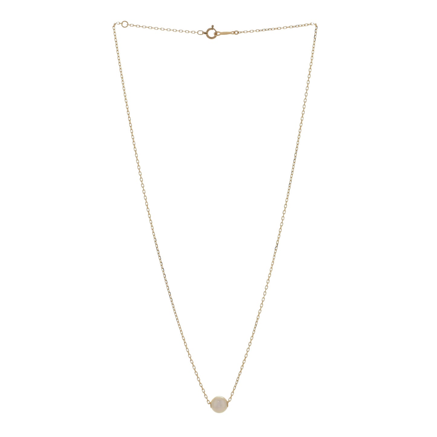 18K Yellow Gold Akoya Pearl 7-7.5mm Single Pendant Necklace