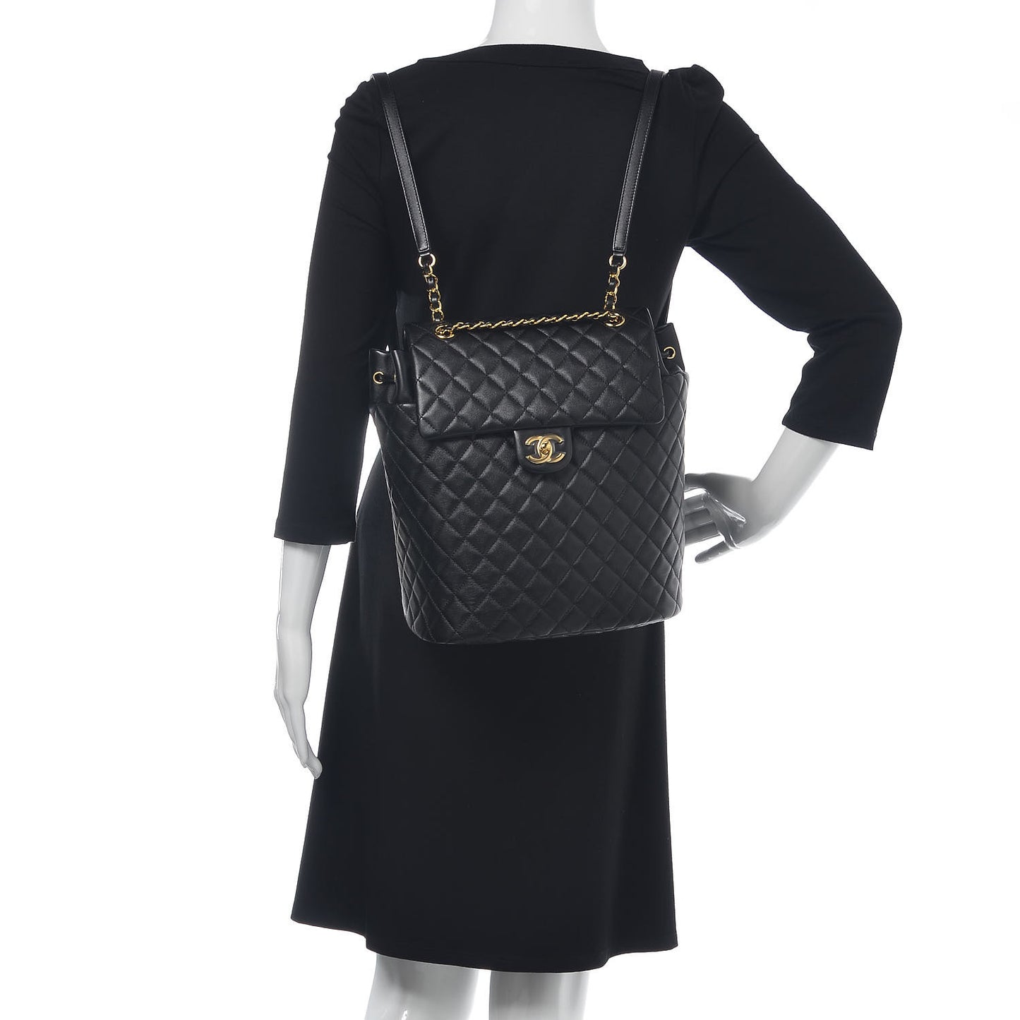 Lambskin Quilted Large Urban Spirit Backpack Black