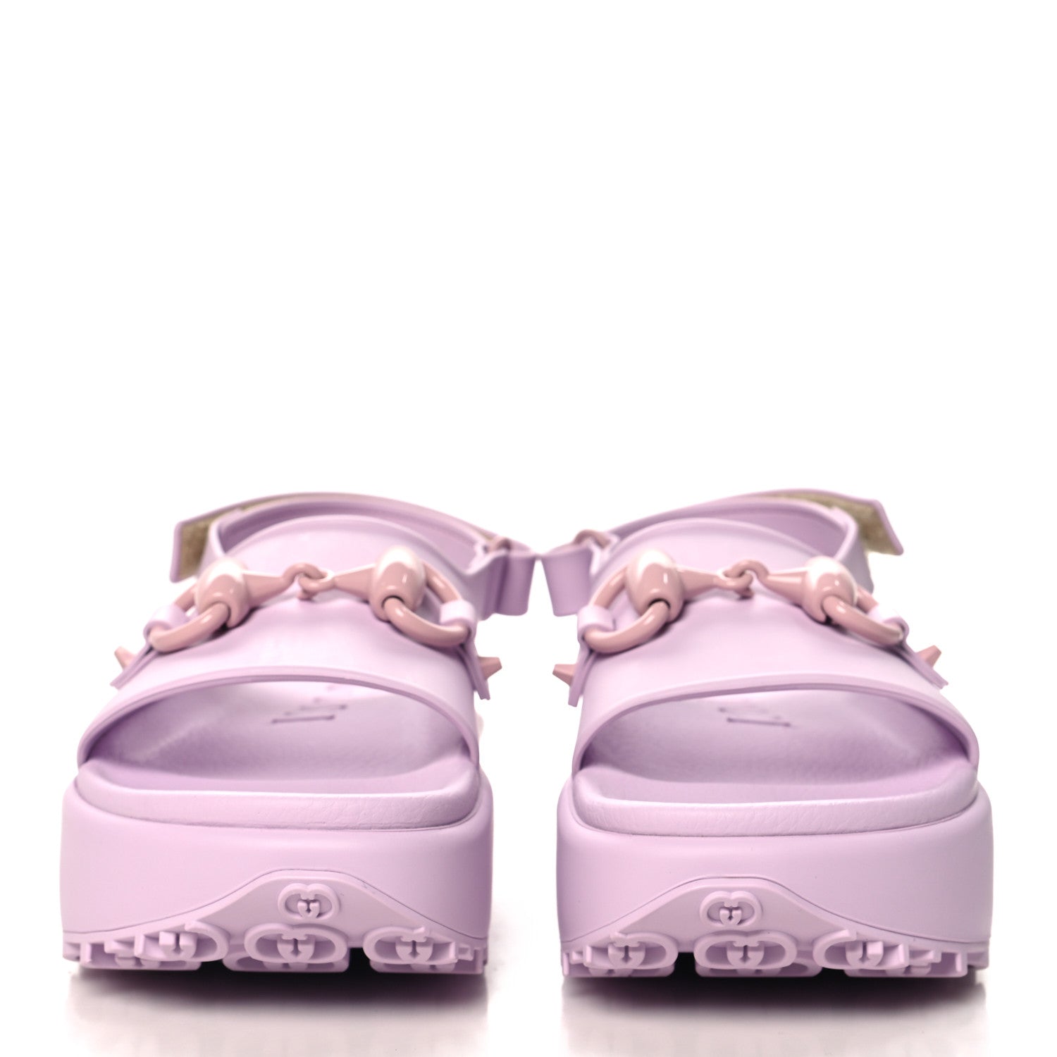 Gucci Soft Rubber Horsebit Touch Womens Strapped Sandals 36 Talc