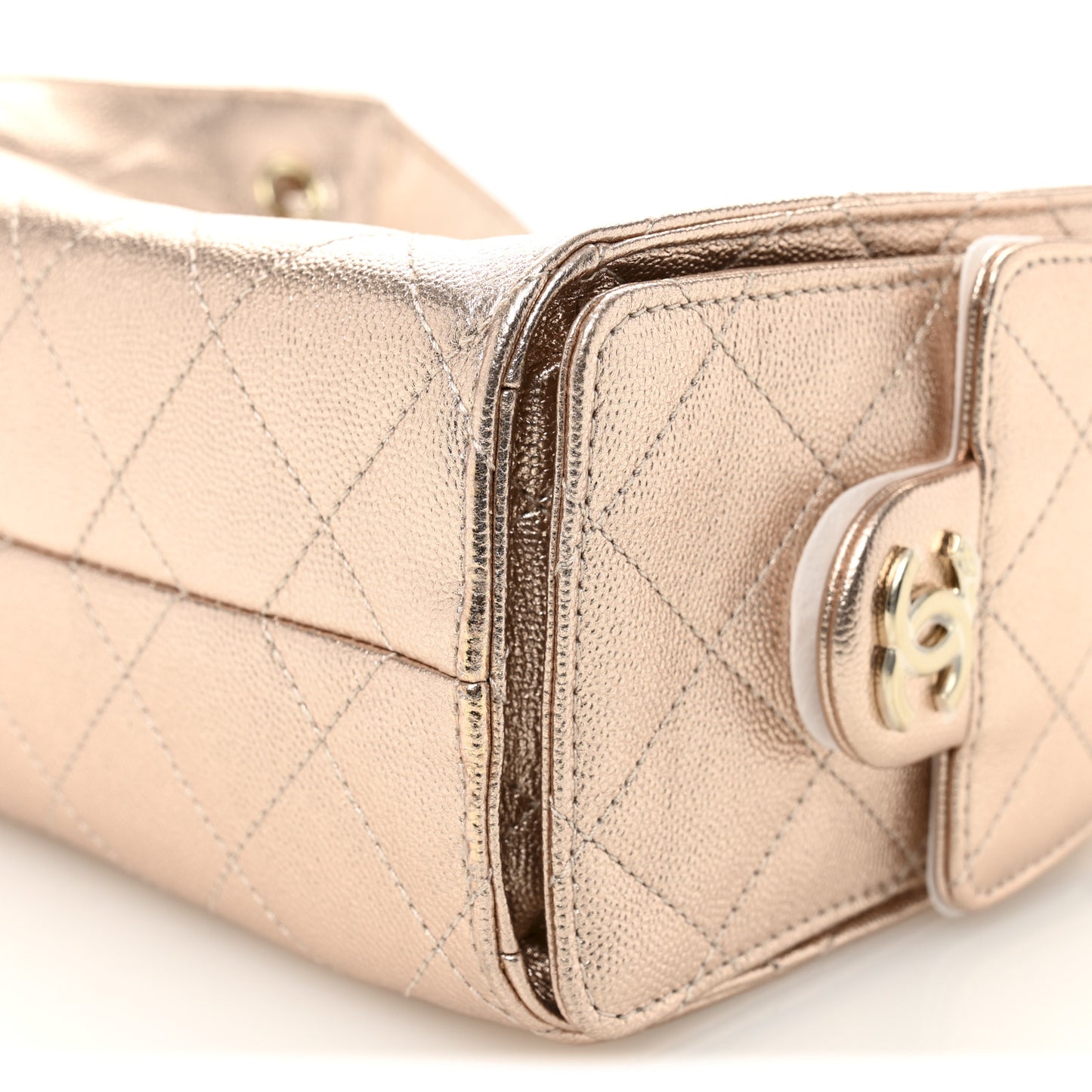 Metallic Caviar Quilted Mini Chanel 25 Handbag Copper