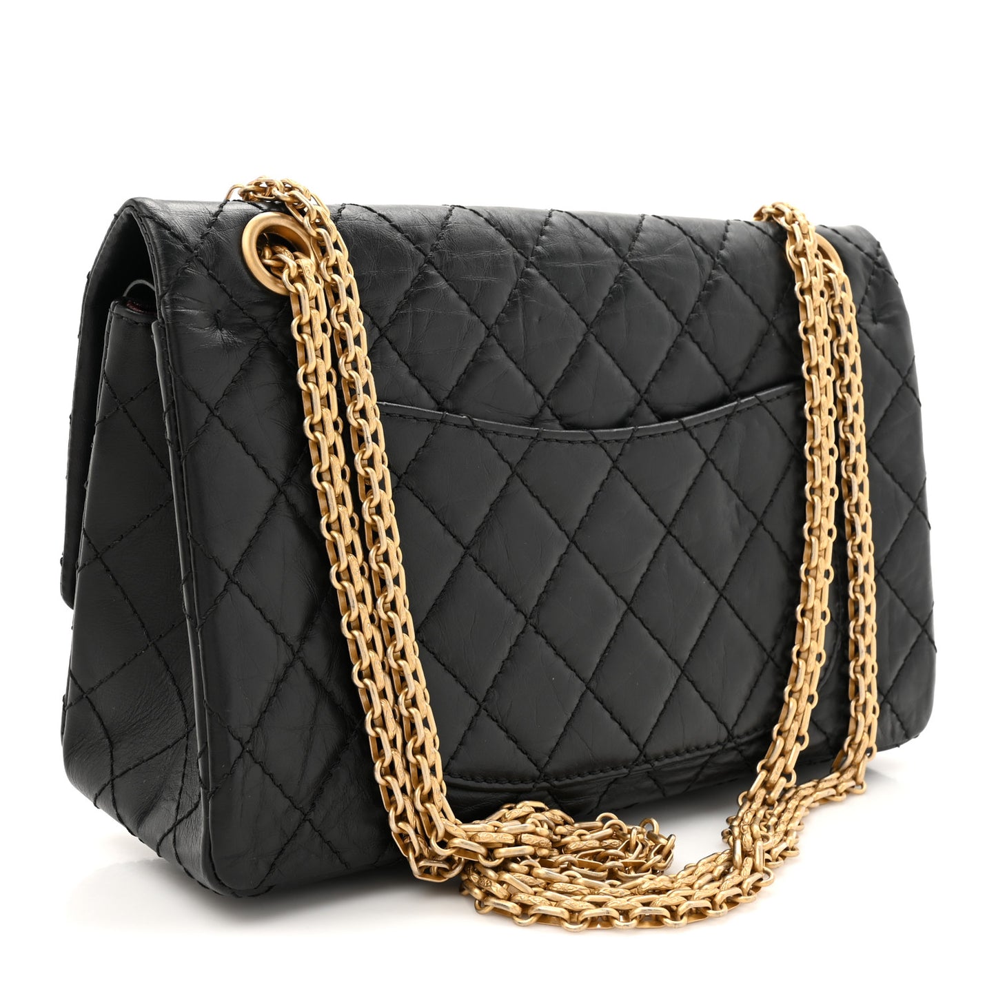 Aged Calfskin Quilted 2.55 Reissue 225 Flap Black