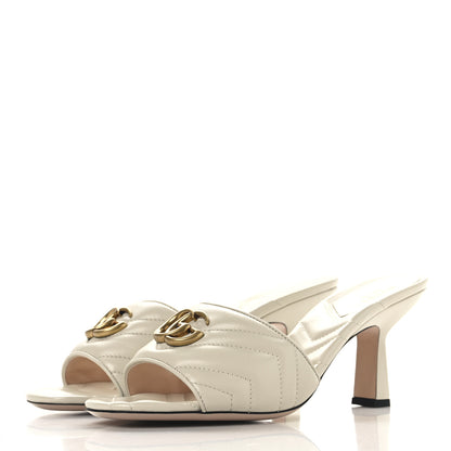 Gucci Nappa Matelasse GG Marmont 75mm Slide Sandals 41.5 Mystic White 4 of 10
