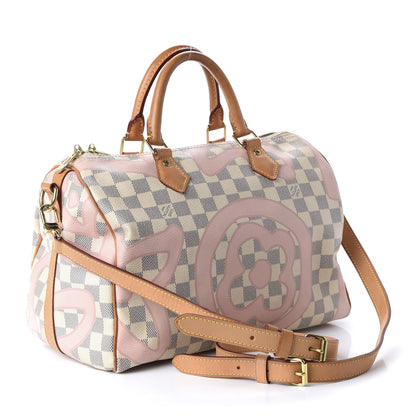 Louis Vuitton Damier Azur Tahitienne Speedy Bandouliere 30 Rose Ballerine 4 of 12