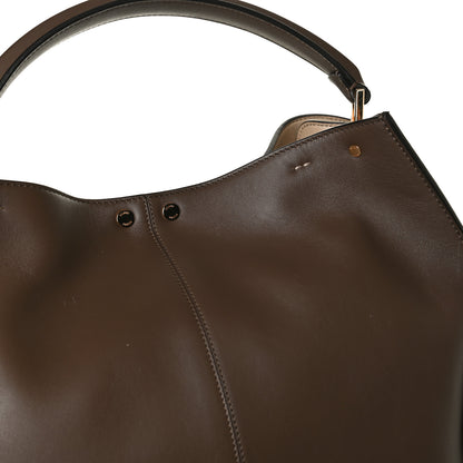 Fendi Vitello Seta Glazed Fabric FF 1974 Large Peekaboo X-Lite Maya Mogano Panna 14 of 16