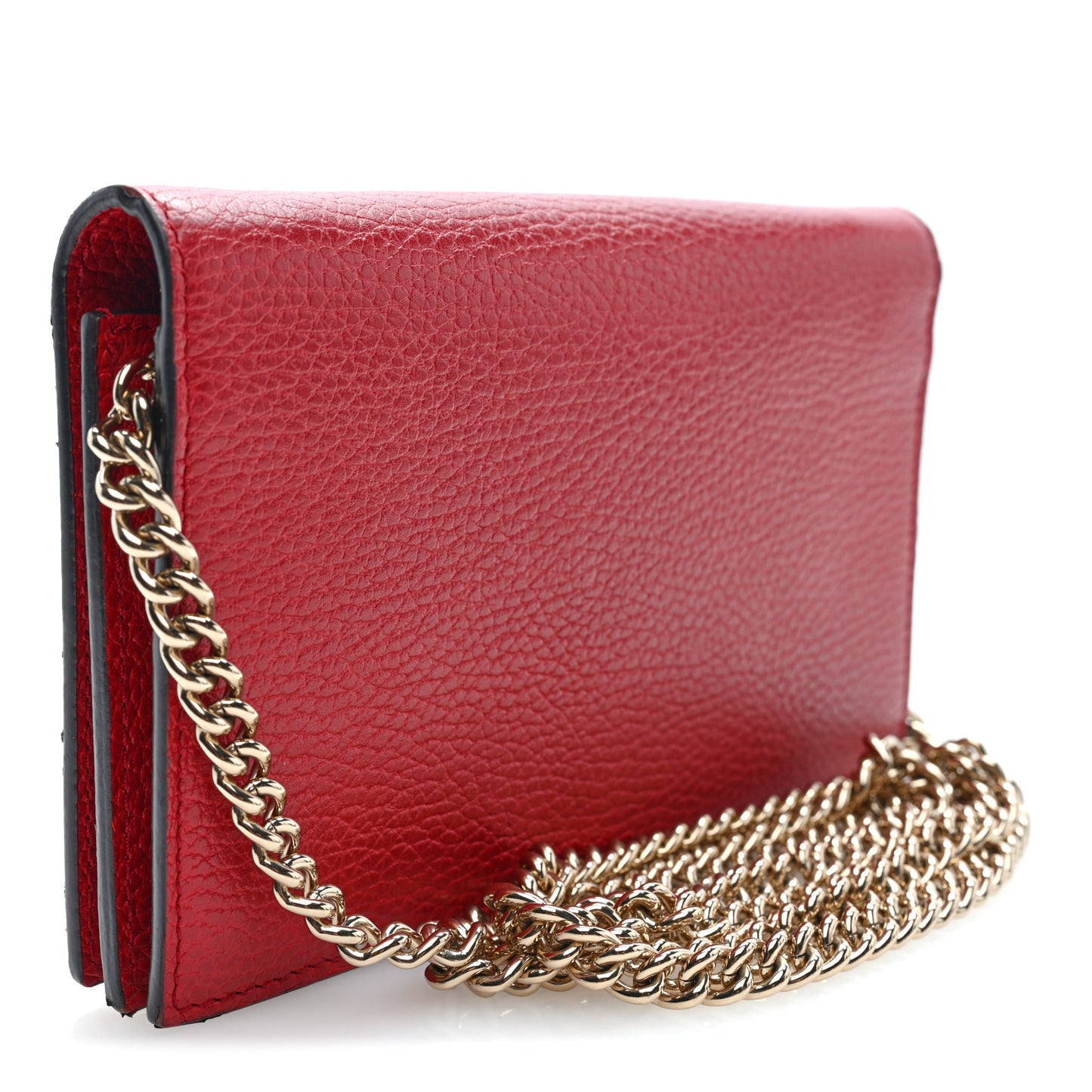 Dollar Calfskin Medium Betty Chain Wallet Red