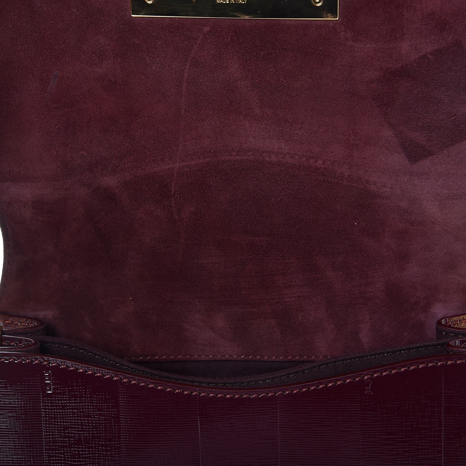 Fendi Patent Pequin Small Claudia Shoulder Bag Bordeaux 8 of 9