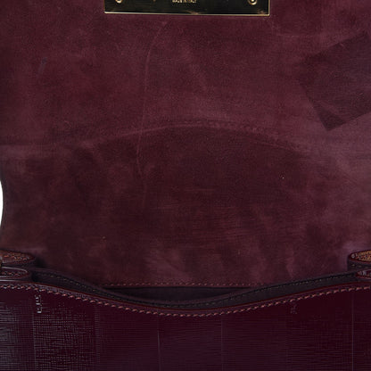Fendi Patent Pequin Small Claudia Shoulder Bag Bordeaux 8 of 9