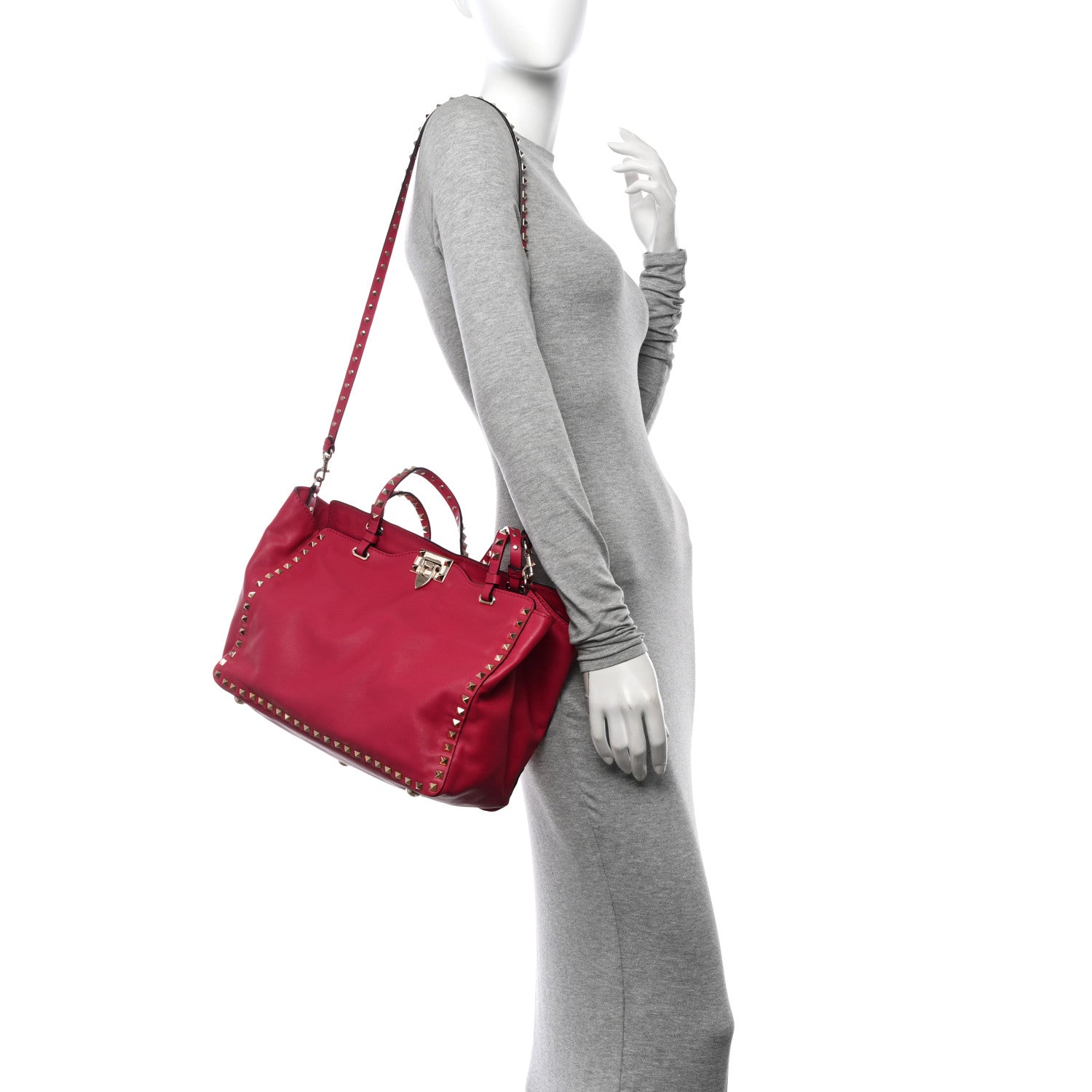 Valentino Garavani Vitello Medium Rockstud Tote Cyclamin 2 of 13