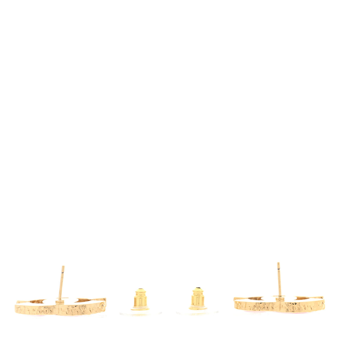 Chanel Metal Enamel CC Earrings Pink Gold 3 of 4