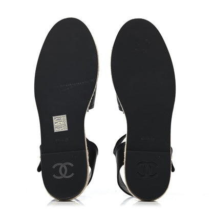 Chanel Lambskin Cap Toe CC Espadrilles Sandals 42 Black 4 of 4