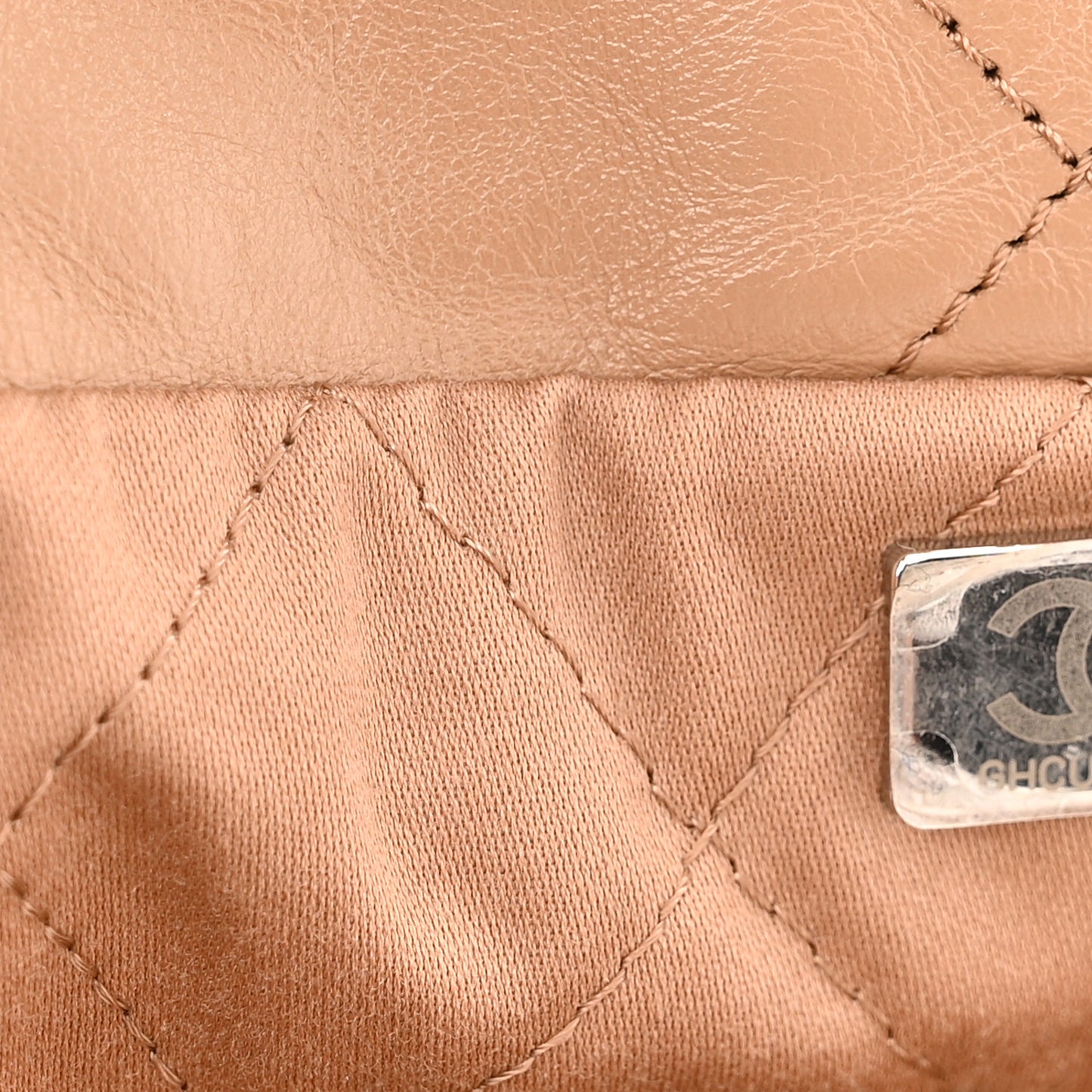 Shiny Calfskin Quilted Chanel 22 Camel