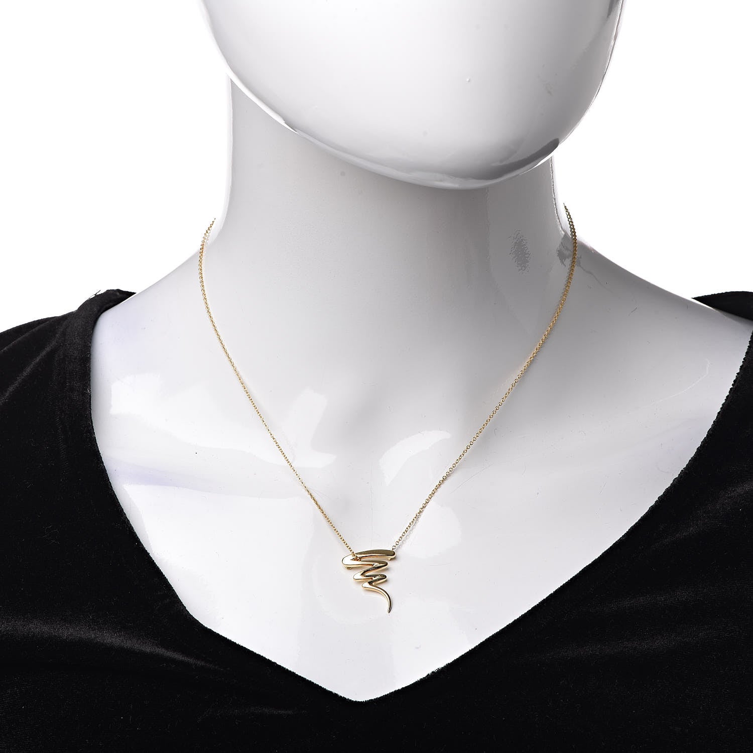 Tiffany 18K Yellow Gold Paloma Picasso Scribble Pendant Necklace 2 of 6