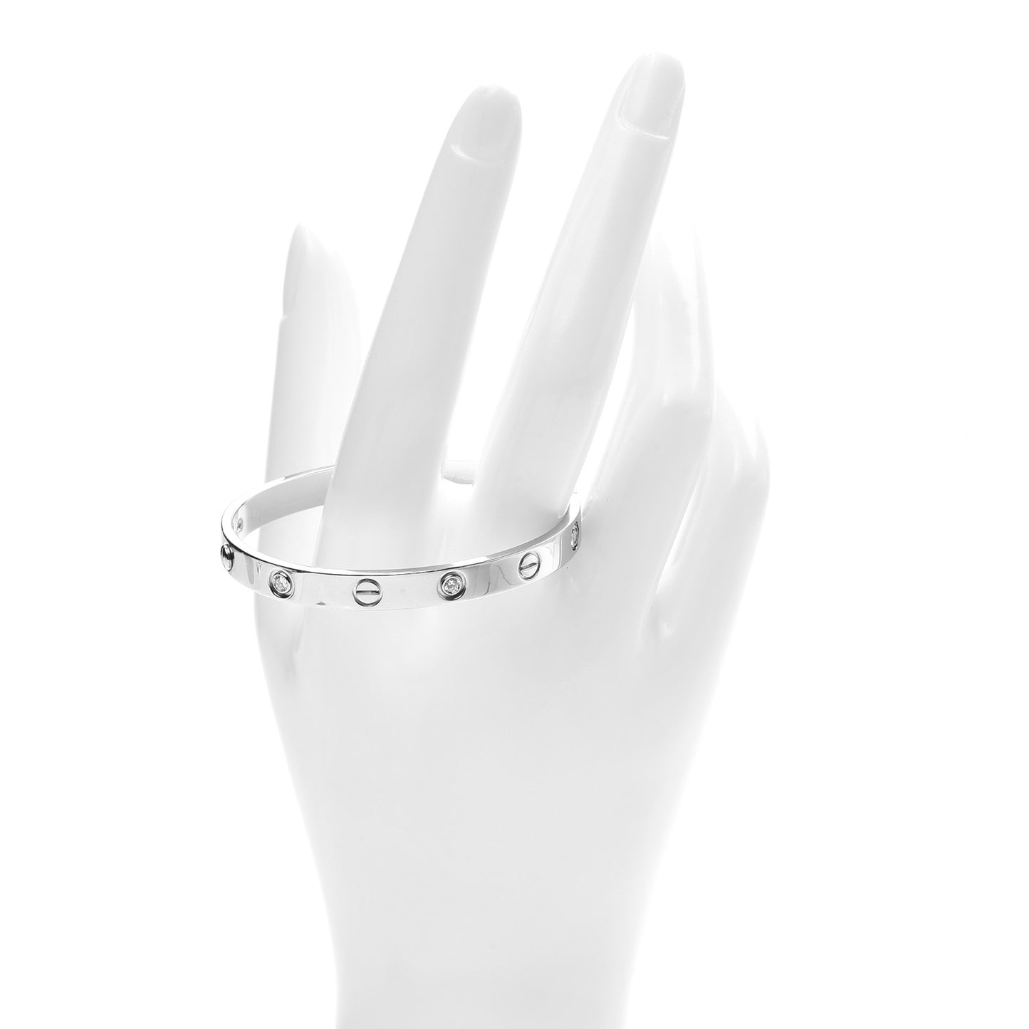 18K White Gold 6 Diamond LOVE Bracelet 16