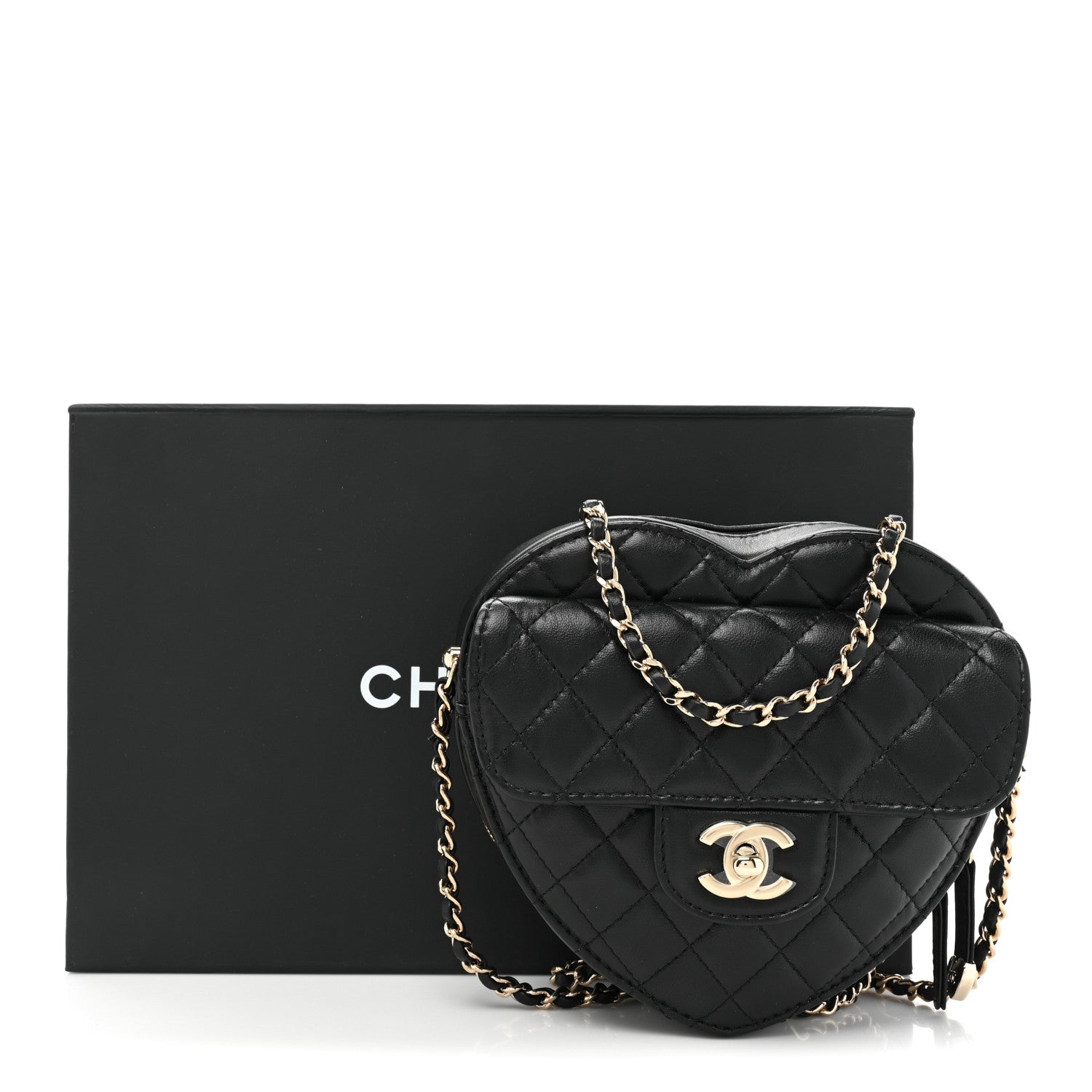 Chanel Lambskin Quilted CC In Love Heart Bag Black 10 of 10