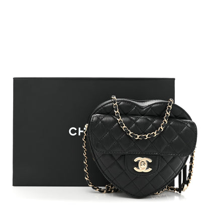 Chanel Lambskin Quilted CC In Love Heart Bag Black 10 of 10