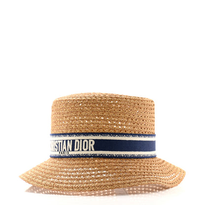 Christian Dior Straw Bucket Hat 57 Natural 1 of 8