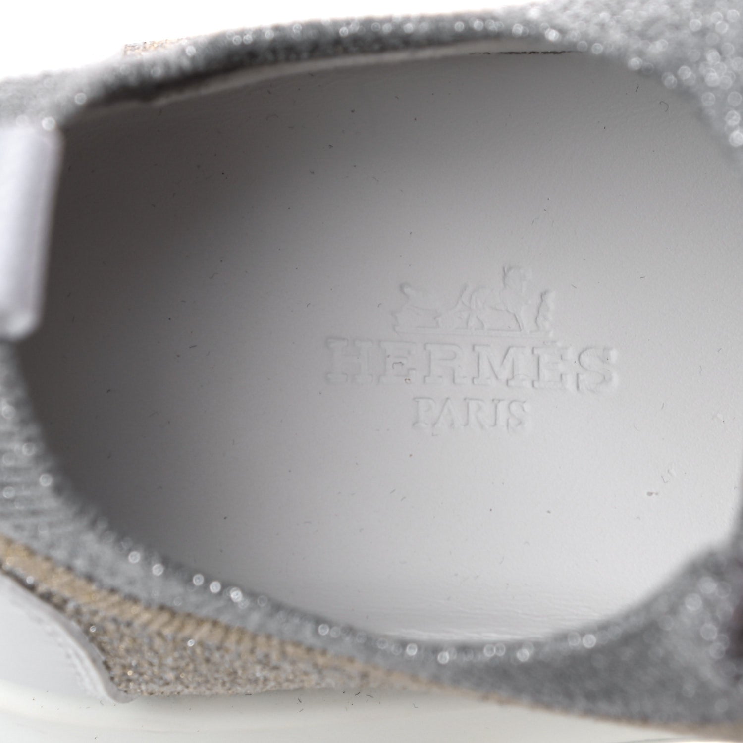 Hermes Metallic Technical Canvas Goatskin Bouncing Sneakers 37 White 7 of 9