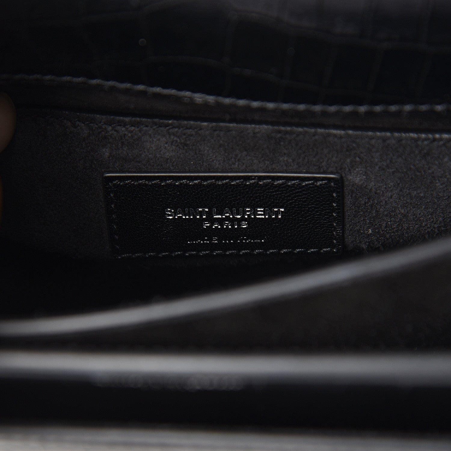 Saint Laurent Calfskin Crocodile Embossed Medium Monogram Sunset Black 5 of 8