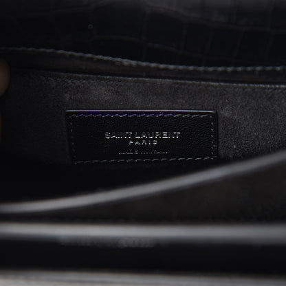 Saint Laurent Calfskin Crocodile Embossed Medium Monogram Sunset Black 5 of 8