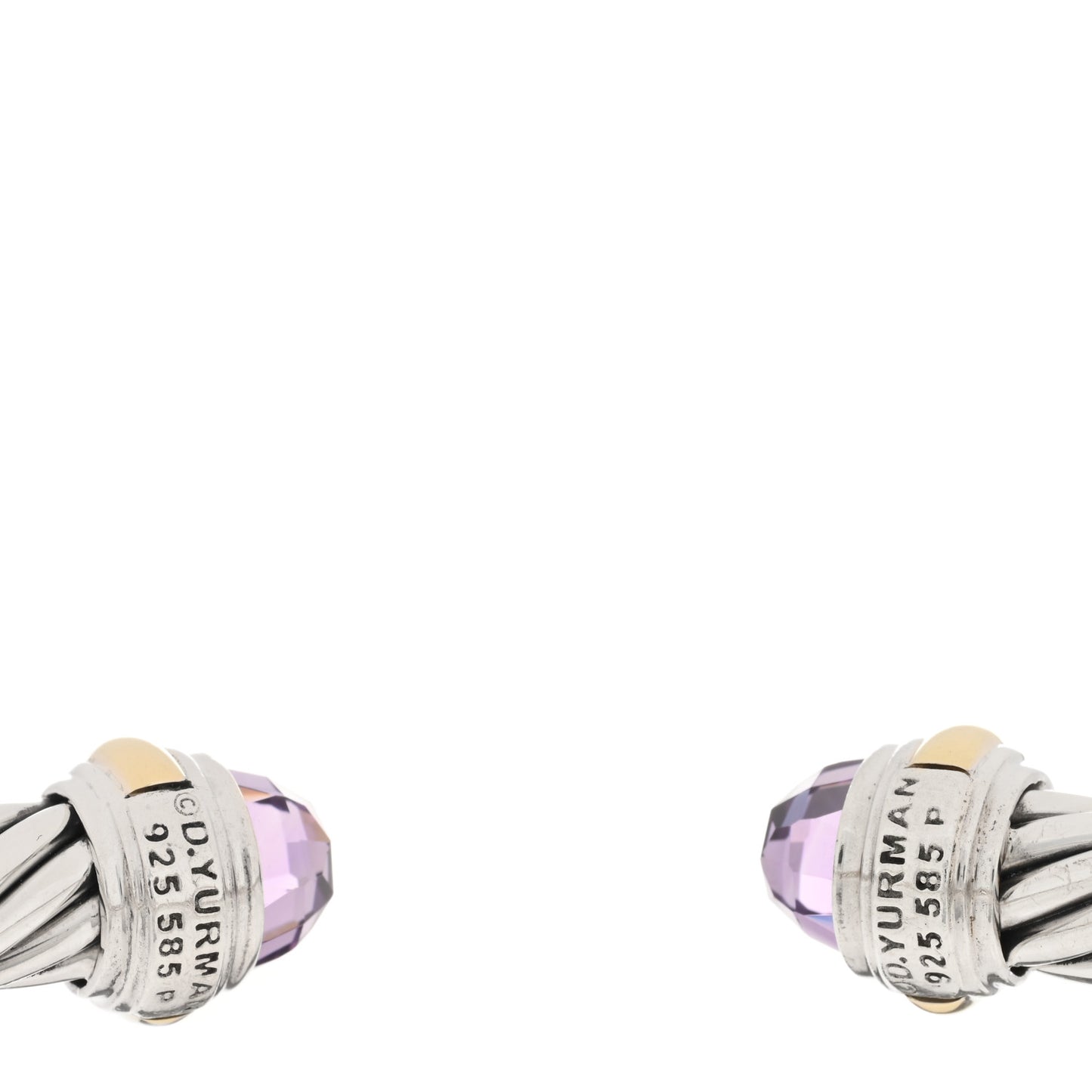 Sterling Silver 14K Yellow Gold Amethyst 7mm Cable Classics Bracelet