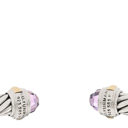 David Yurman Sterling Silver 14K Yellow Gold Amethyst 7mm Cable Classics Bracelet 3 of 3