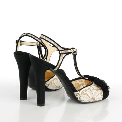Chanel Lace Bow Ankle Strap Pumps 40 Black 4 of 6