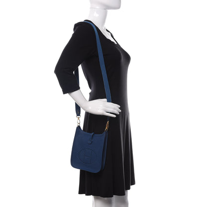 Hermes Taurillon Clemence Evelyne TPM Deep Blue 2 of 9