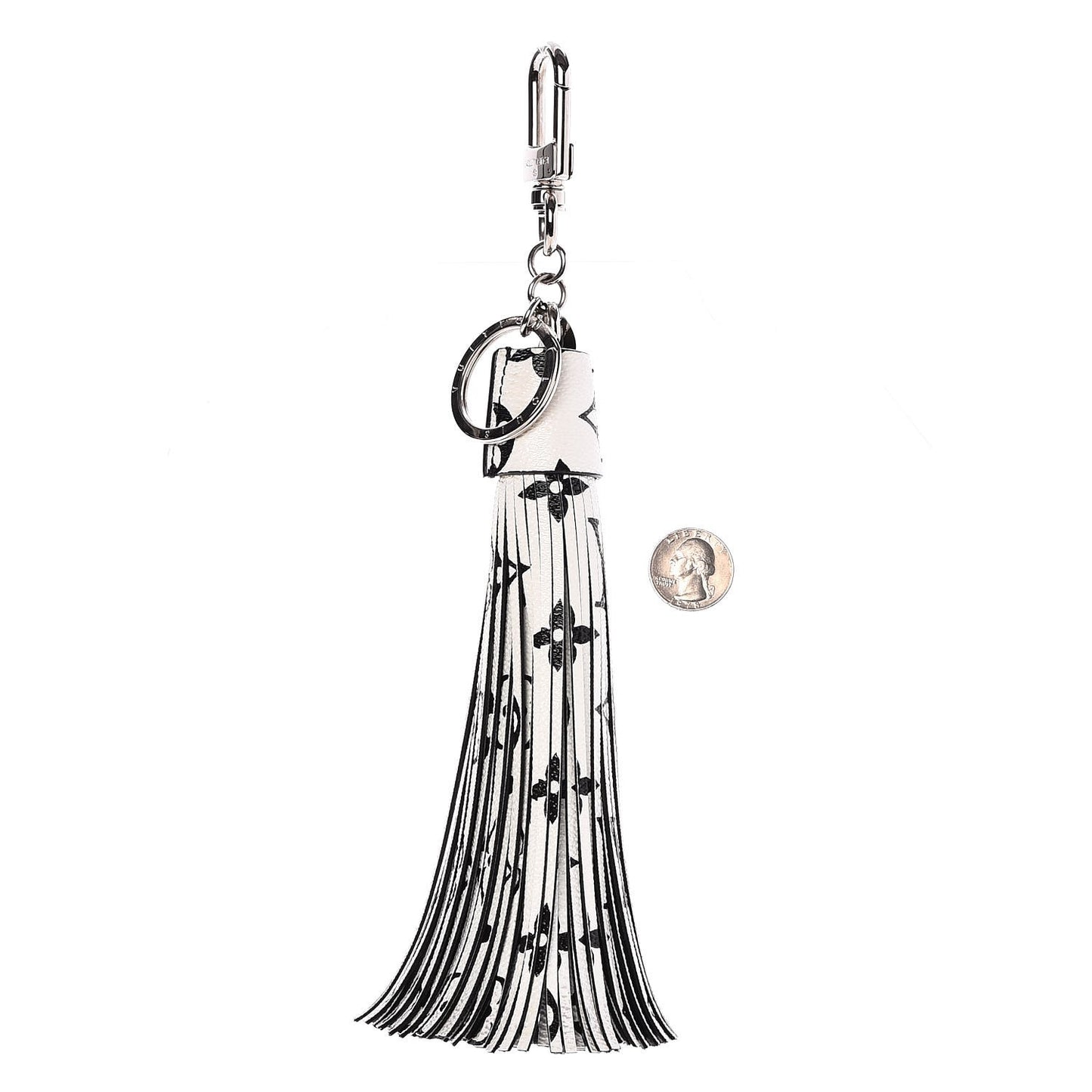 Monogram Tassel Bag Charm White