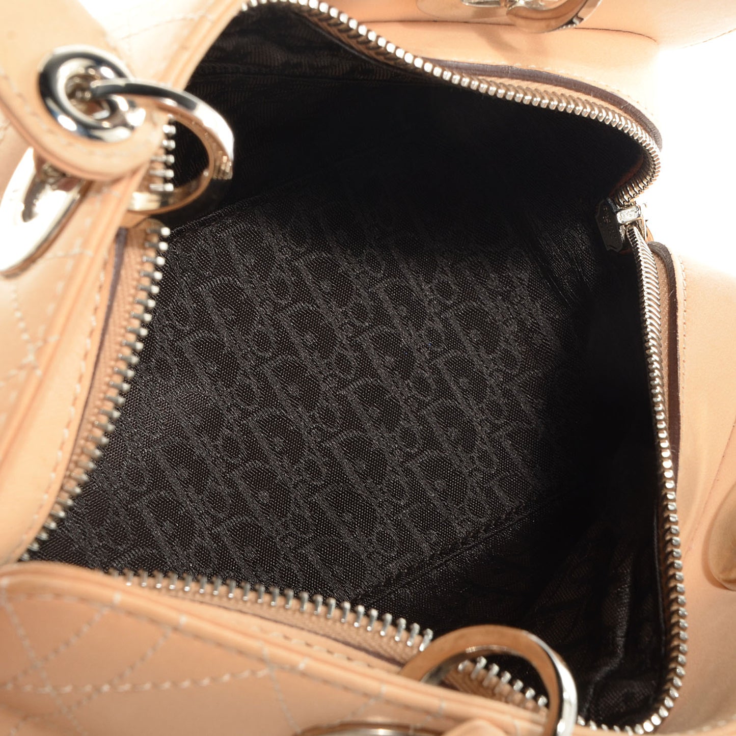 Calfskin Cannage Stitched Small Lady Dior East West Beige