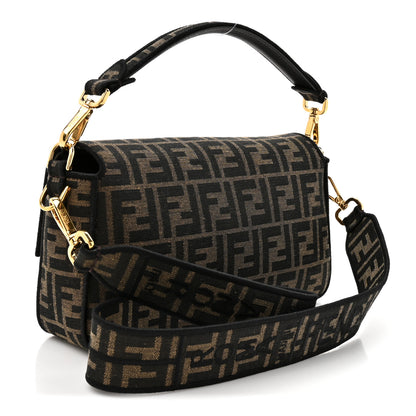 Fendi Fabric Jacquard FF 1974 Medium Baguette Tobacco Moro Black 3 of 10