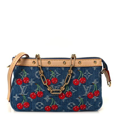 Louis Vuitton LV X TM Monogram Denim Cerises Pochette Accessories Blue 1 of 10
