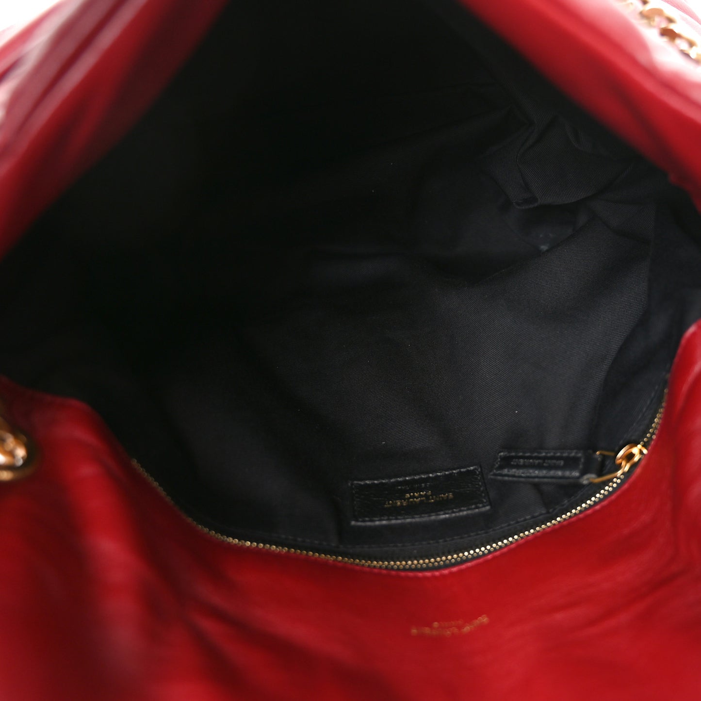 Lambskin Quilted Medium Loulou Puffer Monogram Chain Satchel Opyum Red