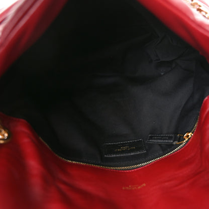 Saint Laurent Lambskin Quilted Medium Loulou Puffer Monogram Chain Satchel Opyum Red 5 of 10