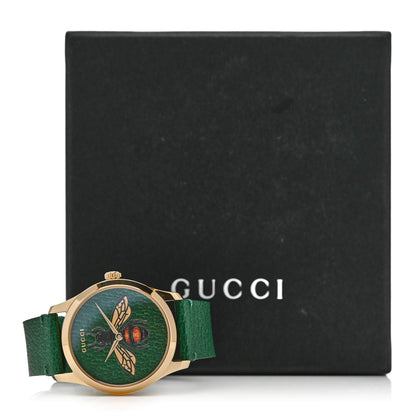 Gucci Stainless Steel Calfskin 38mm G-Timeless Bee Quartz Watch Green 5 of 5