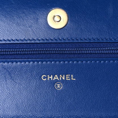 Chanel Goatskin Quilted Chanel 19 Wallet On Chain WOC Blue 5 of 15