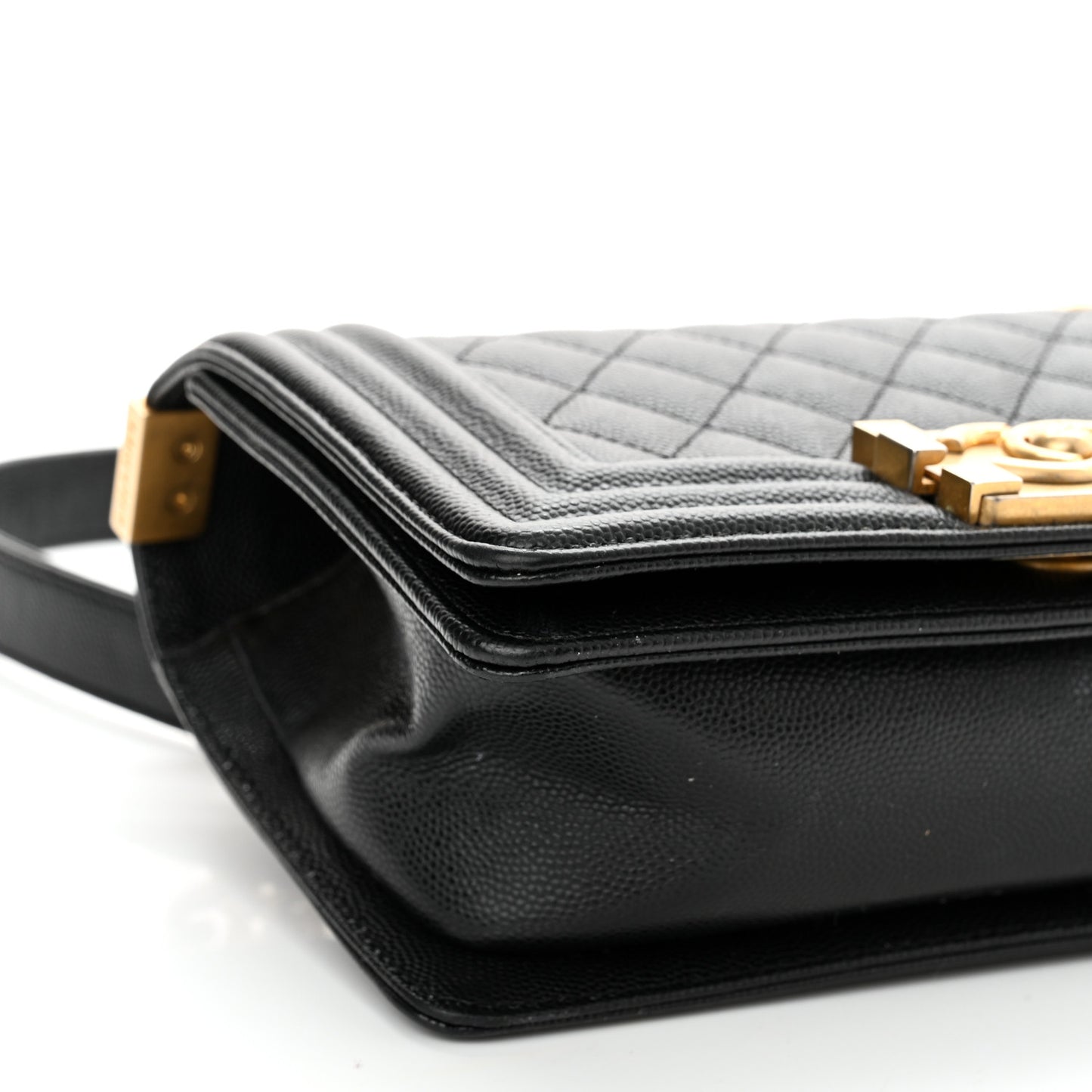 Caviar Quilted Small Boy Flap Black