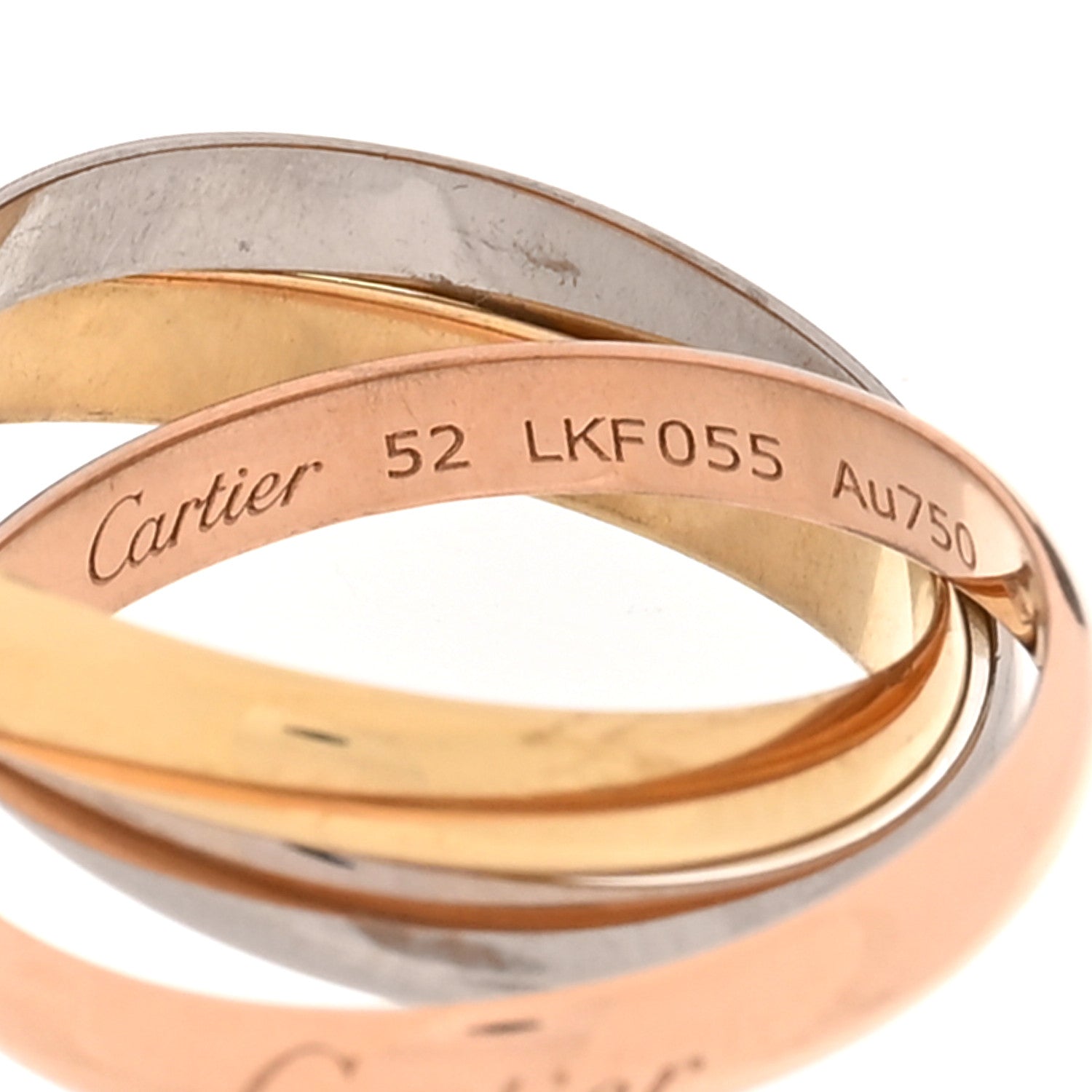 Cartier 18K Pink Yellow White Gold Small Trinity Ring 52 6 4 of 5