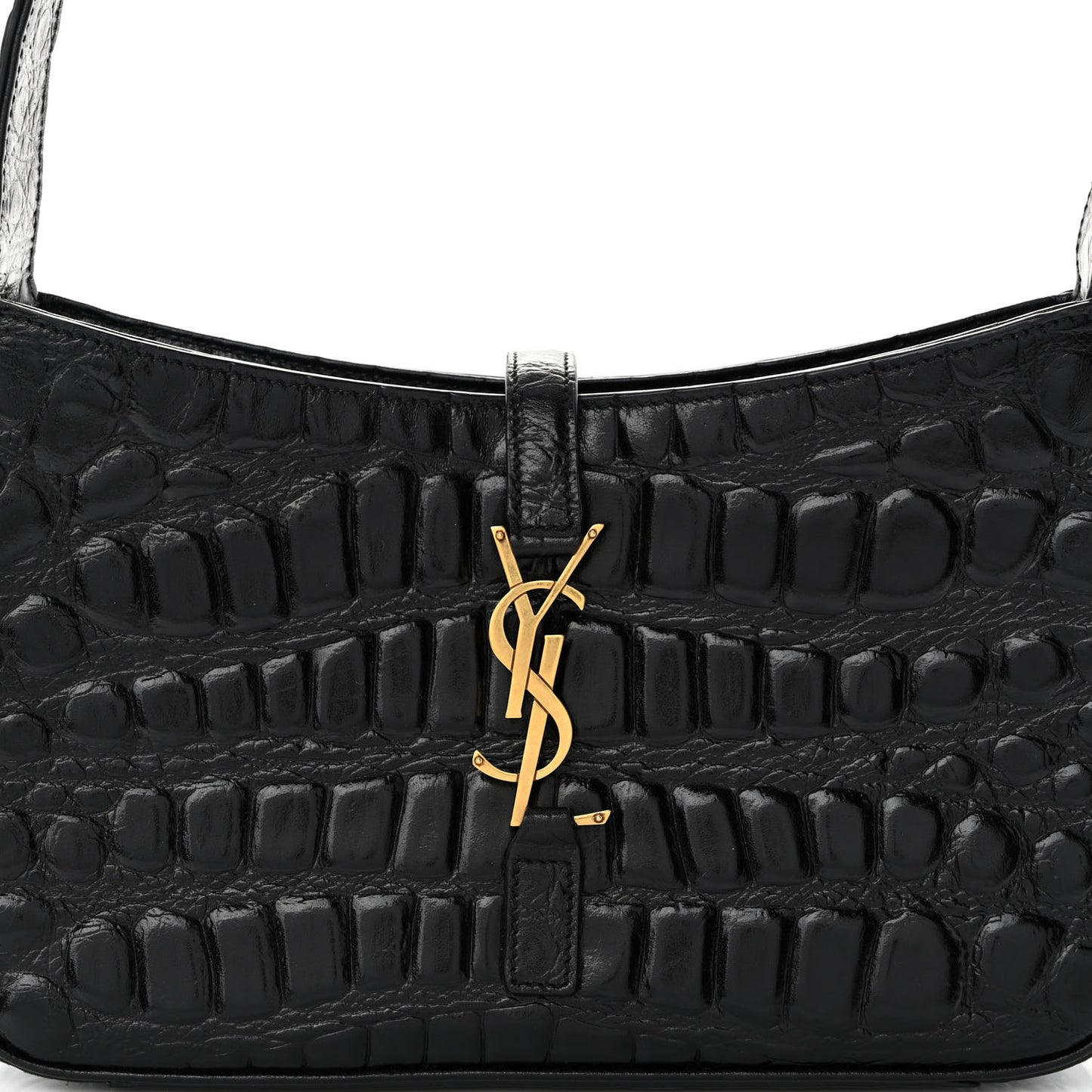 Calfskin Crocodile Embossed LE 5 A 7 Hobo Black