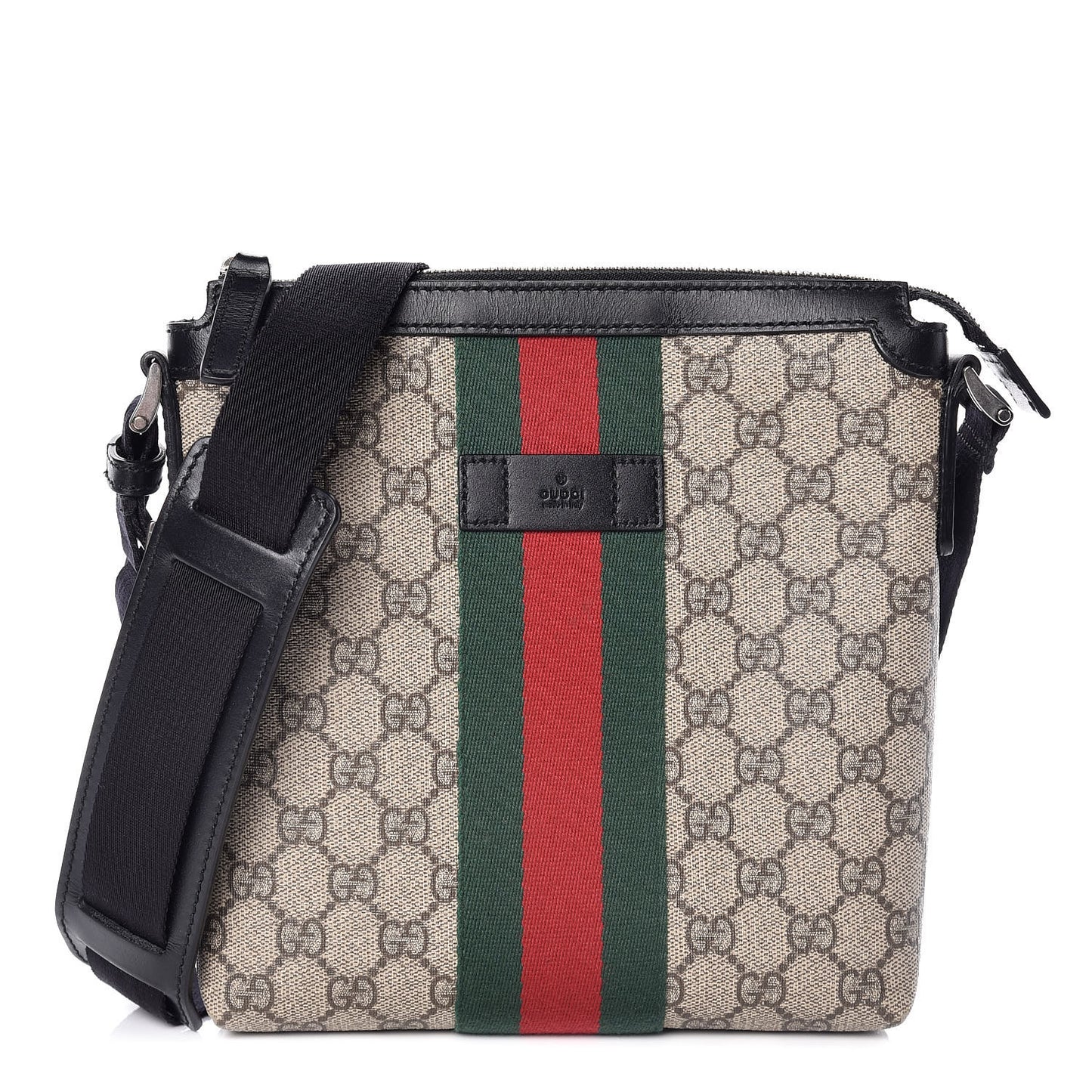 GG Supreme Monogram Web Messenger Bag Black