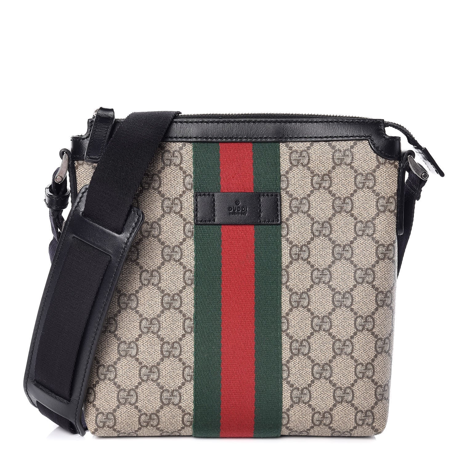 Gucci GG Supreme Monogram Web Messenger Bag Black 1 of 9