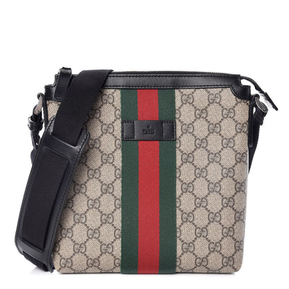 Gucci GG Supreme Monogram Web Messenger Bag Black 1 of 9