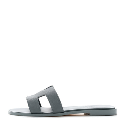 Hermes Epsom Oran Sandals 37.5 Gris Antarctique 1 of 9