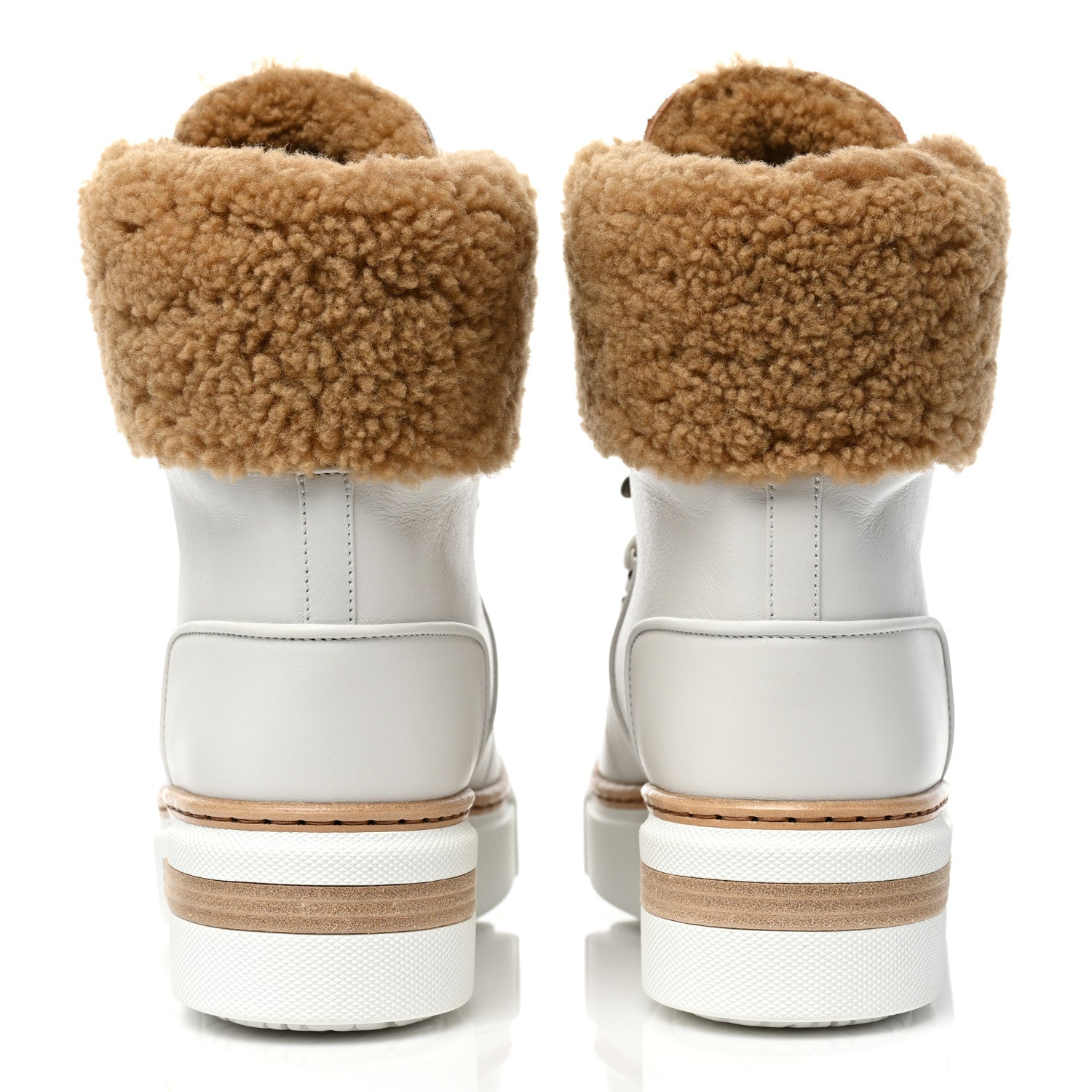 Hermes Calfskin Woolskin Womens Flocon Ankle Boots 37 White Naturel 4 of 7