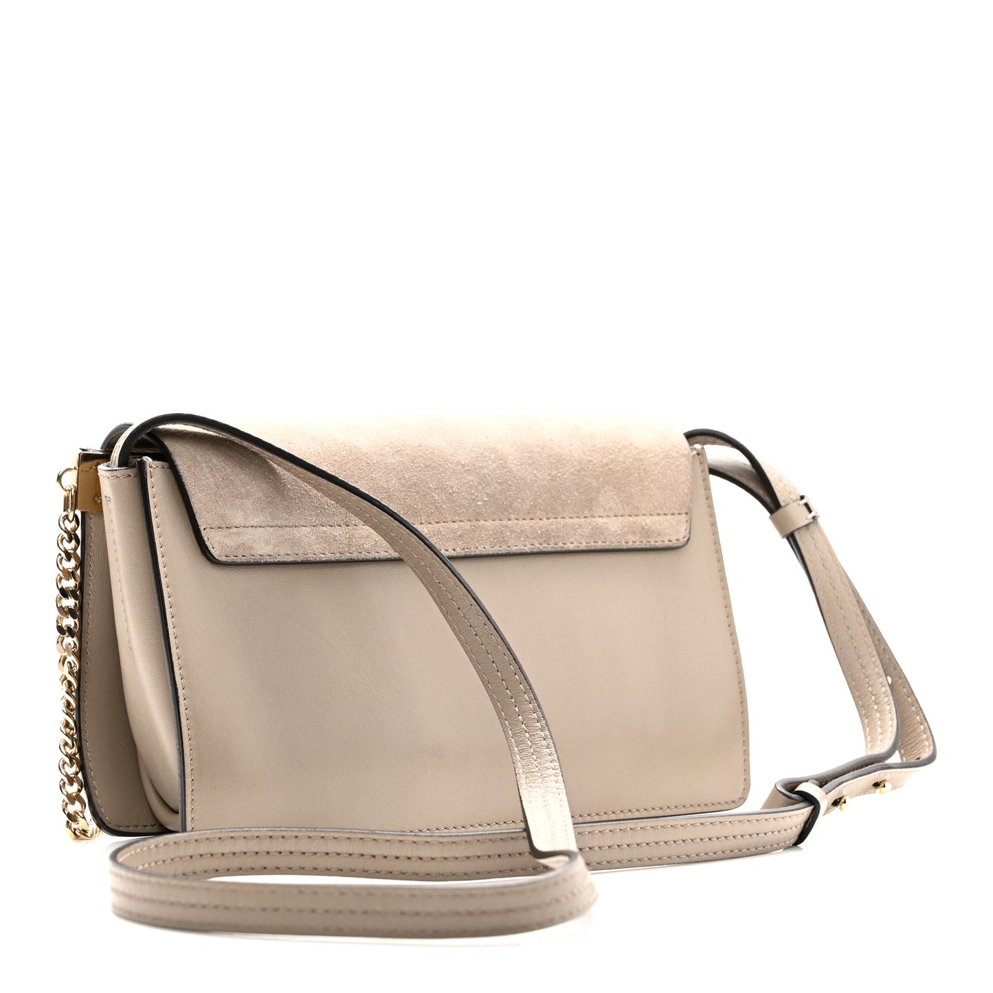 Suede Calfskin Small Faye Shoulder Bag Motty Grey