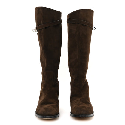 Hermes Suede Kelly Jumping Boots 39.5 Marron Ebene 3 of 8