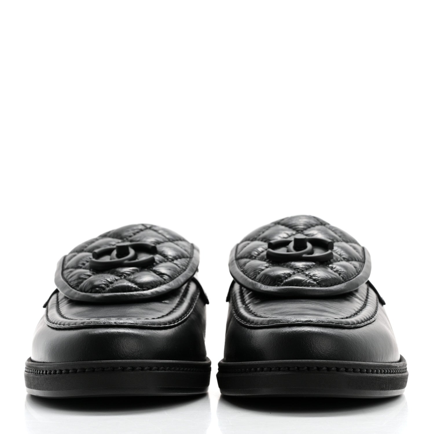 Chanel Crumpled Lambskin Quilted CC Turnlock Loafers 40.5 Black 2 of 9